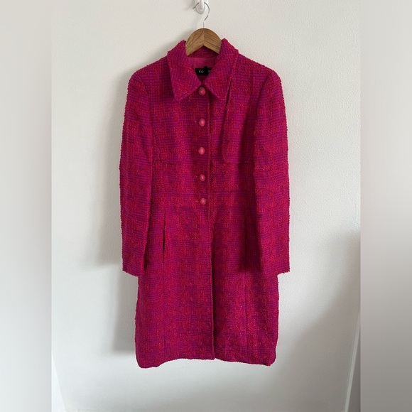 Escada Hot Pink Wool Tweed Coat, size 36 - Picture 9 of 10